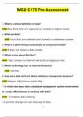 WGU C175/D426 DATA MANAGEMENT FOUNDATIONS Pre-Assessment Exam Questions with 100% Correct Answers | Verified | Latest Update