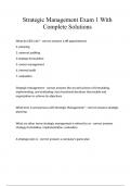 Strategic Management Exam 1 With Complete Solutions