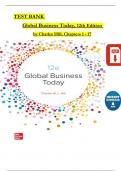 TEST BANK - Global Business Today 12th Edition By Charles Hill, All Chapters 1 - 17, Complete Newest Version