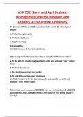 ASU CDE (Farm and Agri Business  Management) Exam Questions and  Answers Arizona State University.