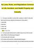 NJ Laws, Rules, and Regulations Common to Life, Accident, and Health Property and Casualty Exam 20242025 Questions with 100% Correct Answers | Verified | Latest Update