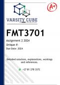 FMT3701 Assignment 2 (DETAILED ANSWERS) 2024 - DISTINCTION GUARANTEED