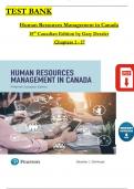 TEST BANK - Human Resources Management in Canada 15th Edition By Gary Dessler, All Chapters 1 - 17, Complete Newest Version