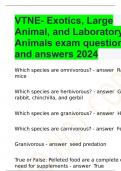 VTNE- Exotics, Large Animal, and Laboratory Animals exam questions and answers 2024