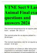 VTNE Sect 9 Large Animal Final exam questions and answers 2024