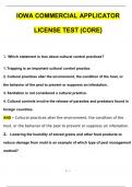 Iowa Commercial Applicator License Test (Core) 2024 Latest Update Graded A+