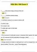 KSU Bio 198 Exam 5 Questions with 100% Correct Answers | Verified | Latest Update