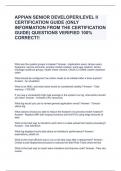 APPIAN SENIOR DEVELOPER/LEVEL II CERTIFICATION GUIDE (ONLY INFORMATION FROM THE CERTIFICATION GUIDE) QUESTIONS VERIFIED 100% CORRECT!!