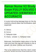 Remar Nurse V2 Study Exam FULLY SOLVED & UPDATED (VERIFIED FOR ACCURACY)