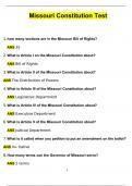 Missouri Constitution Test 2024 Latest Questions with 100% Correct Answers | Verified | Latest Update