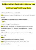 California State Contractors License Law and Business Test Study Guide QUESTIONS AND ANSWERS BEST Attained Grade A+ GUARANTEED SUCCESS LATEST UPDATE 2024 / 2025
