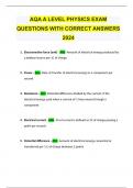 AQA A LEVEL PHYSICS EXAM QUESTIONS WITH CORRECT ANSWERS 2024