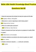 Skills USA Health Knowledge Bowl Practice Questions Set #2 Questions with 100% Correct Answers | Verified | Latest Update