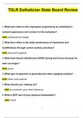 TDLR Esthetician State Board Review 20242025 Questions with 100% Correct Answers | Verified | Latest Update