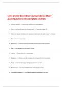 Lowa Dental Board Exam: Jurisprudence Study  guide Questions with complete solutions