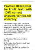 Practice HESI Exam for Adult Health with 100% correct answers(verified for accuracy)