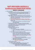 NUFT 2024 EXAM 3 MODULE A  (Cardiovascular) EXAM STUDY NOTES