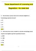 Texas department of Licensing and Regulation - For State Test Questions with 100% Correct Answers | Verified | Latest Update
