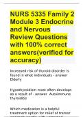 NURS 5335 Family 2 Module 3 Endocrine and Nervous Review Questions with 100% correct answers(verified for accuracy)