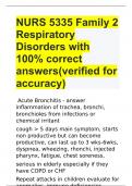 NURS 5335 Family 2 Respiratory Disorders with 100% correct answers(verified for accuracy)