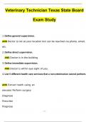 Veterinary Technician Texas State Board Exam Study Questions with 100% Correct Answers | Verified | Latest Update
