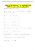Intro to Microbiology Test Questions with 100% Complete Solutions, Rated A+