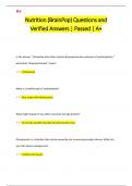 BrainPop Questions and Verified Answers  Pack| Passed | A+