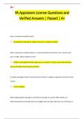 PA Appraisers License Questions and  Verified Answers | Passed | A+