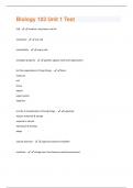 Biology 103 Unit 1 Test  latest questions and answers all are correct graded A+