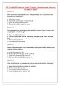 AZ Certified Caregiver Exam Practice Questions and Answers Graded A 2024