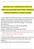 2024/2025 HESI FUNDAMENTALS PRACTICE EXAM 150 QUESTIONS AND DETAILED ANSWERS (VERIFIED ANSWERS) A+ GRADE ASSURED.