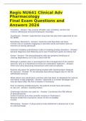 Regis NU641 Clinical Adv Pharmacology Final Exam Questions and Answers 2024