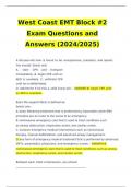 West Coast EMT Block #2 Exam Questions and Answers (2024/2025)