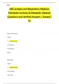 ABG analysis and Respiratory Alkalosis;  Metabolic Acidosis & Metabolic Alkalosis Questions and Verified Answers | Passed |  A+