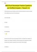 ABG/Fluid Electrolyte Practice Questions  and Verified Answers | Passed | A+ 