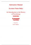 Instructor Manual (Lecture Notes Only) for An Introduction to the History of Psychology 7th Edition By Hergenhahn Tracy Henley (All Chapters, 100% Original Verified, A+ Grade) 