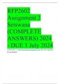 RFP2602 Assignment 2 Setswana (COMPLETE ANSWERS) 2024 - DUE 1 July 2024