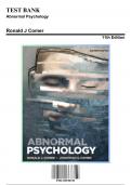 Test Bank for Abnormal Psychology, 11th Edition by Ronald J Comer, 9781319190729, Covering Chapters 1-18 | Includes Rationales