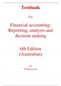 Test Bank for Financial Accounting Reporting, Analysis And Decision Making 6th Edition (Australian) By Carlon, McAlpine, Lee, Mitrione, Kirk, Wong (All Chapters, 100% Original Verified, A+ Grade)