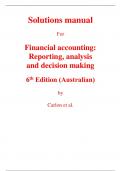 Solutions Manual for Financial Accounting Reporting, Analysis And Decision Making 6th Edition (Australian) By Carlon, McAlpine, Lee, Mitrione, Kirk, Wong (All Chapters, 100% Original Verified, A+ Grade)