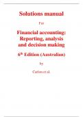 Solutions Manual With Test Bank for Financial Accounting Reporting, Analysis And Decision Making 6th Edition (Australian) By Carlon, McAlpine, Lee, Mitrione, Kirk, Wong (All Chapters, 100% Original Verified, A+ Grade)