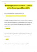 Bloomberg Economic Indicators Questions  and Verified Answers | Passed | A+