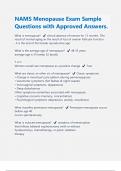 NAMS Menopause Exam Sample Questions with Approved Answers |Latest 2024/2025