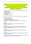 MA National Final Test Q14: Patient Care Coordination & Education || With Complete Questions & 100% Accurate Answers (Rated A+)