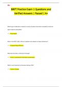 BRPT Practice Exam 1 Questions and  Verified Answers | Passed | A+