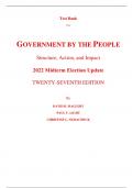 Test Bank for Government by the People 2022 Midterm Election Update 27th Edition By David Magleby, Paul Light, Christine Nemacheck (All Chapters, 100% Original Verified, A+ Grade) 