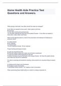 Home Health Aide Practice Test Questions and Answers