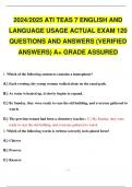 2024/2025 ATI TEAS 7 ENGLISH AND LANGUAGE USAGE ACTUAL EXAM 120 QUESTIONS AND ANSWERS (VERIFIED ANSWERS) A+ GRADE ASSURED.