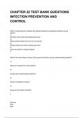 CHAPTER 22 TEST BANK QUESTIONS INFECTION PREVENTION AND CONTROL