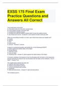 EXSS 175 Final Exam Practice Questions and Answers All Correct